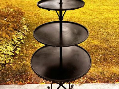 WROUGHT IRON 3 TIER DISPLAY TABLE