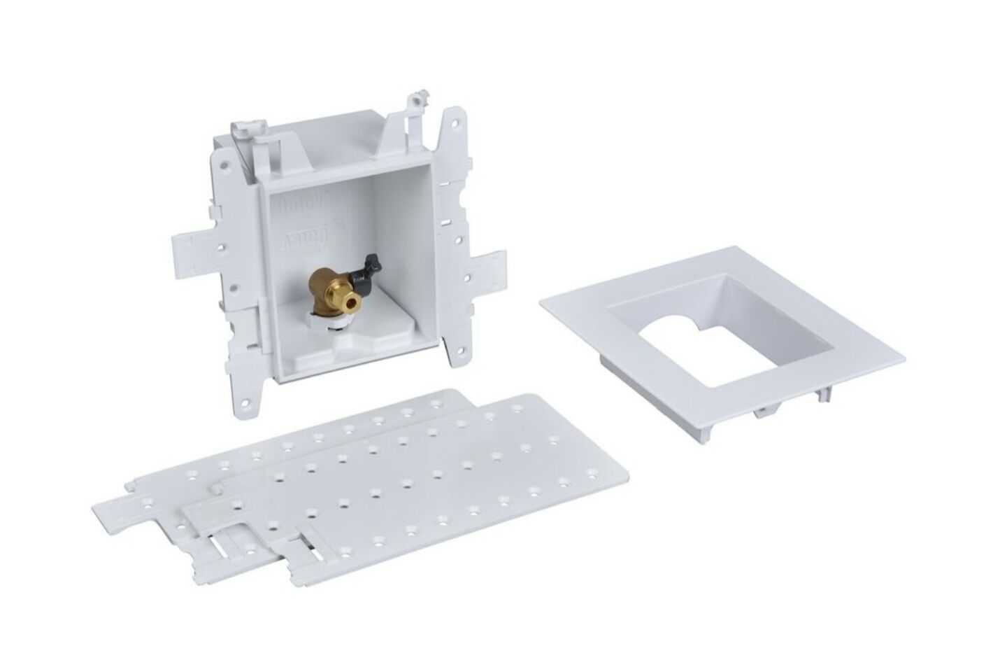 New Oatey MODA 37705 1-Valve Supply Box System w/ Hammer, Brass PEX Connection, PVC