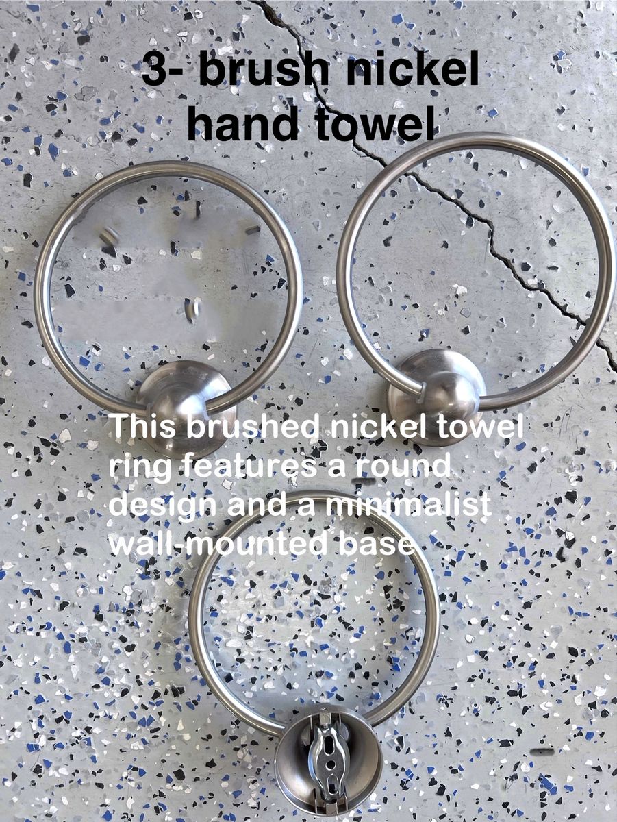 Brushed Nickel Hand Towel Rings - Round Minimalist Wall-Mounted Base (Set of 3)