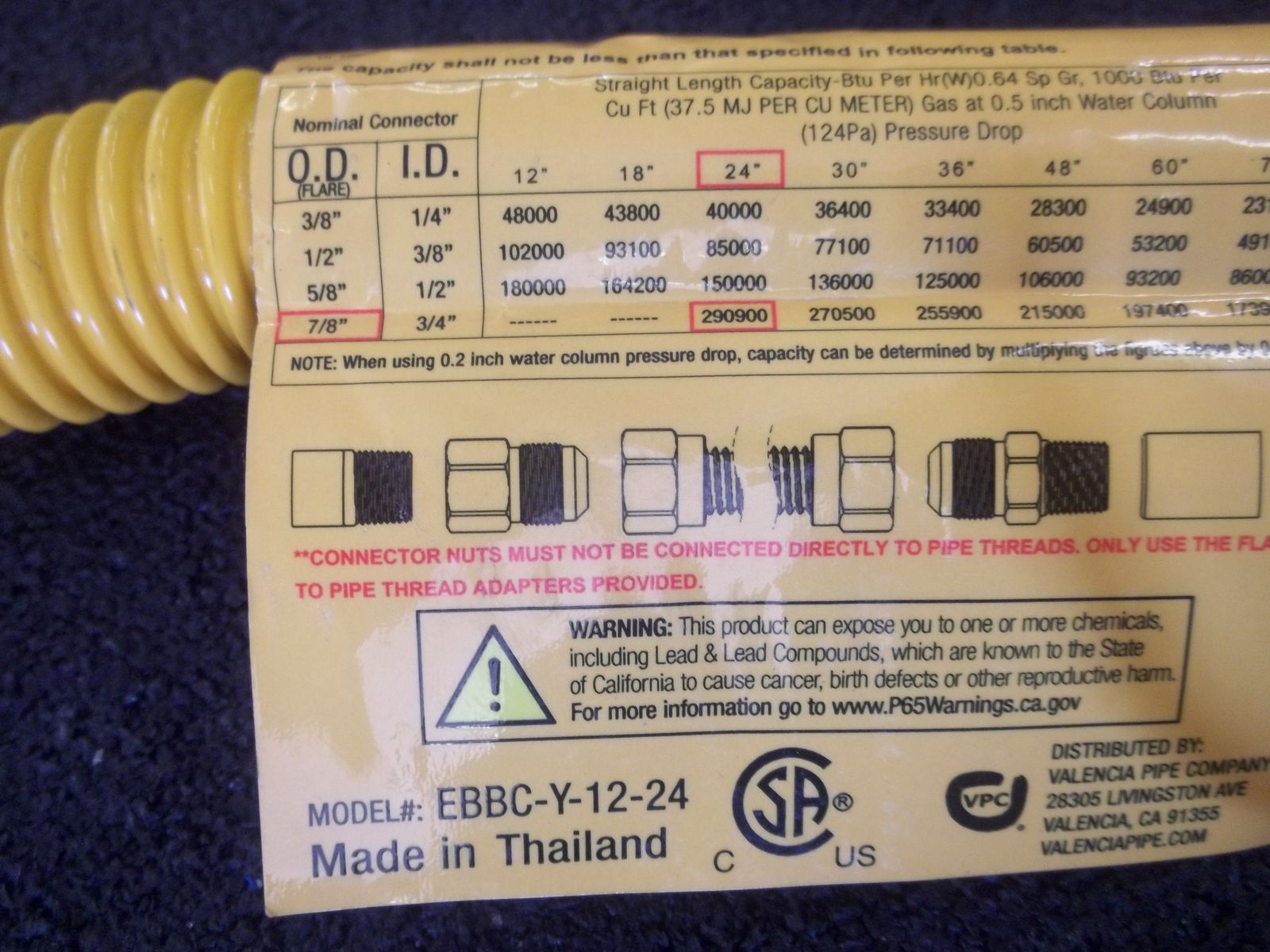 3/4 x 24" Gas Line Flexible