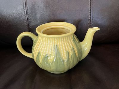 1950's -1960's Yellow and Green Shawnee Corn King Teapot - Vintage