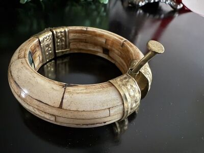 1950s Vintage Brass Wood Bangle Made in India