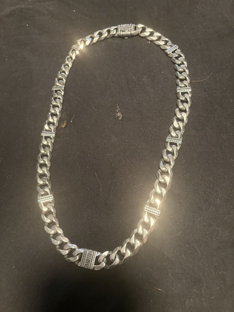 Harley-Davidson Cuban Link Necklace with Engraved Bar Detail, 24 inches