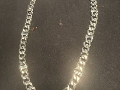 Harley-Davidson Cuban Link Necklace with Engraved Bar Detail, 24 inches