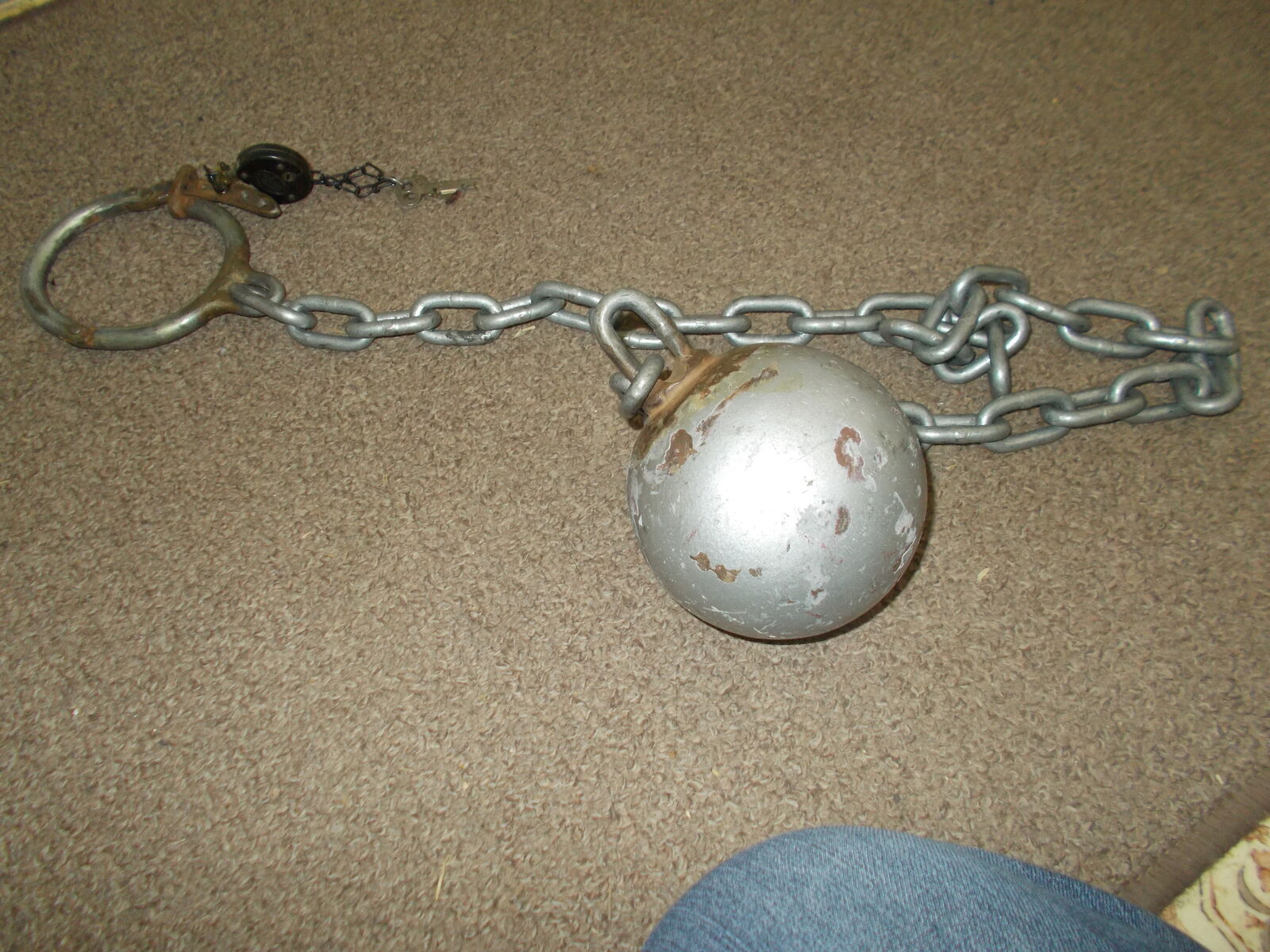 Antique Prison Ball & Chain with keys with shackle