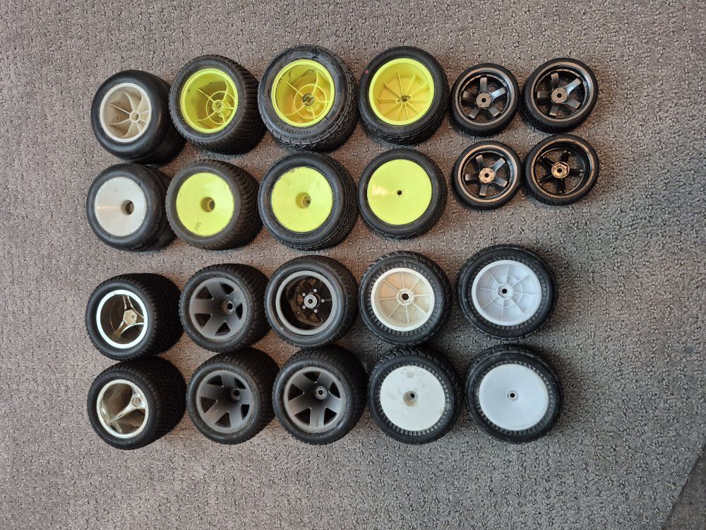 22 Assorted rc  tires/wheels -