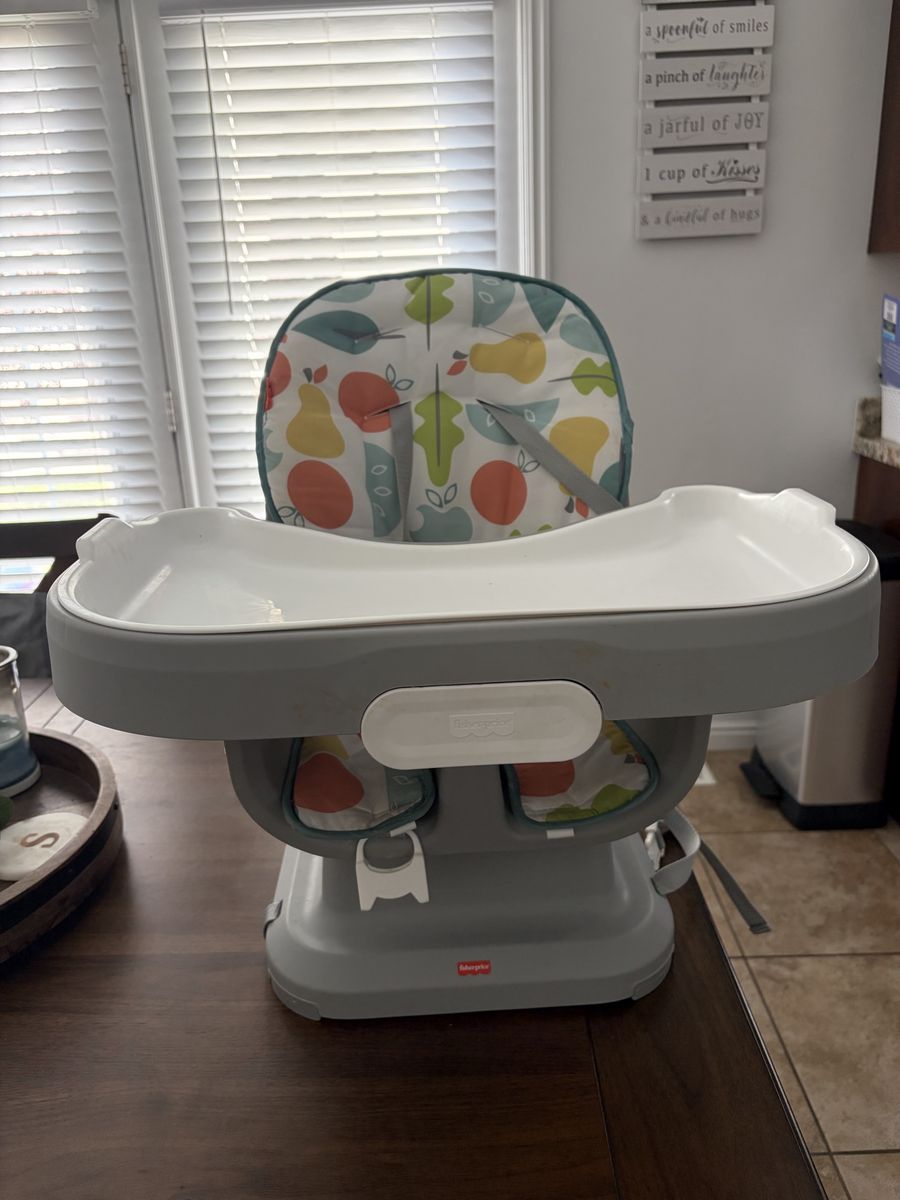 Fisher-Price Healthy Care Booster Seat - Portable Feeding High Chair with Tray & Harness