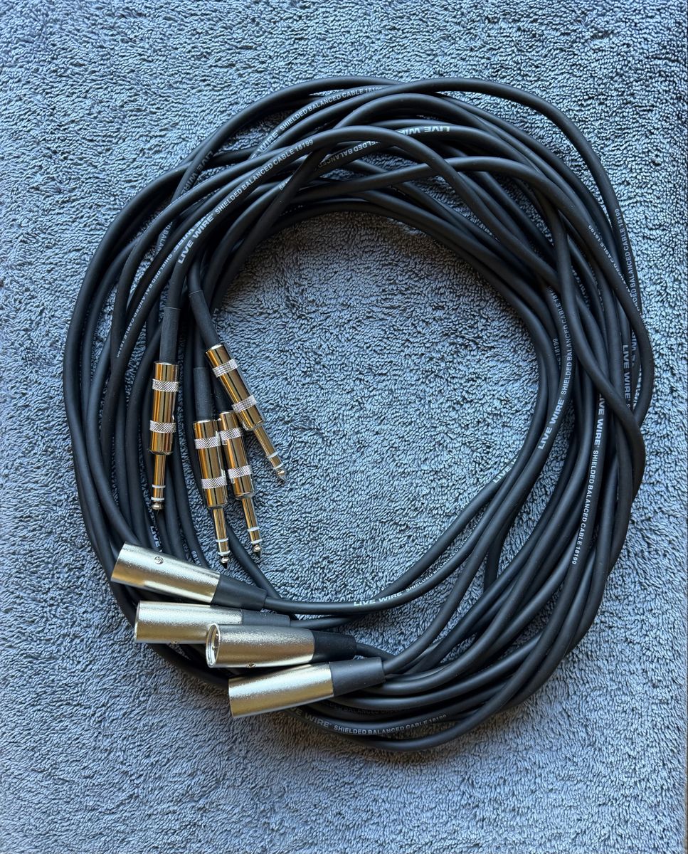 Live Wire 1/4" TRS Male to XLR Female Balanced Snake Cable (4) – 10 ft (Like New)