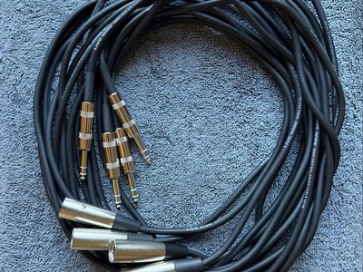Live Wire 1/4" TRS Male to XLR Female Balanced Snake Cable (4) – 10 ft (Like New)