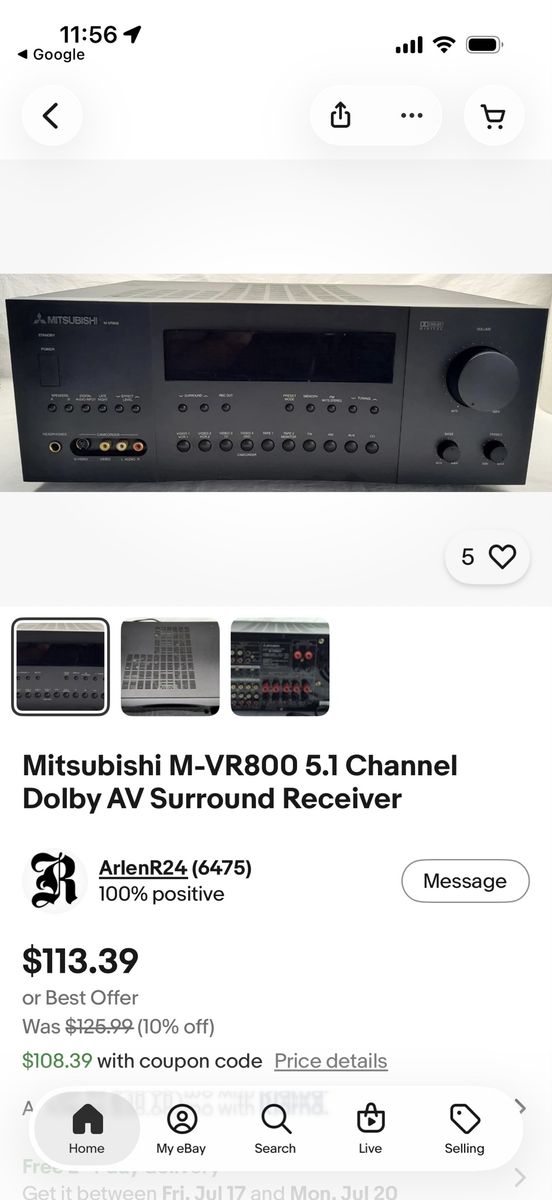 Mitsubishi M-VR800 5.1 Channel Dolby AV Receiver with Surround Sound