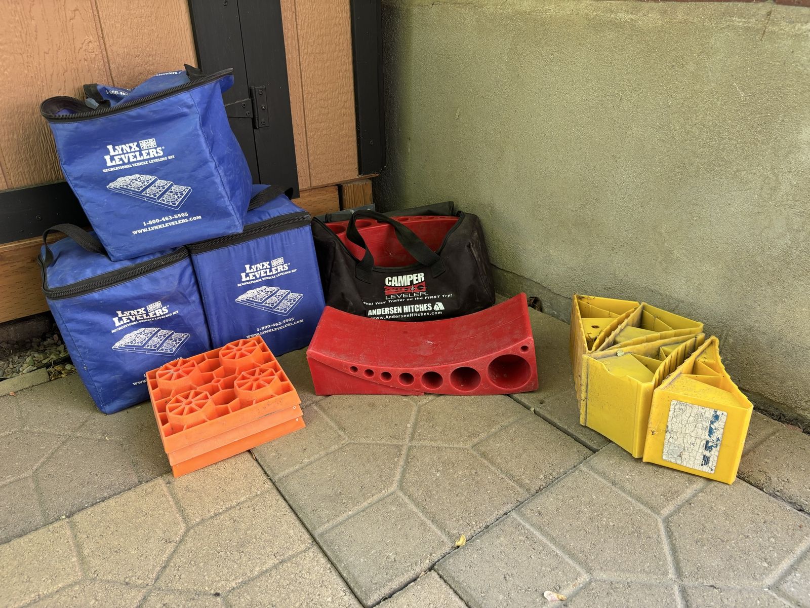 RV Leveling Block Set with Lynx Levelers, Andersen Camper Leveler, & Wheel Chocks