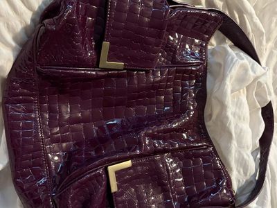 Michael Kors Purple Croc Embossed Patent Leather Shoulder Bag