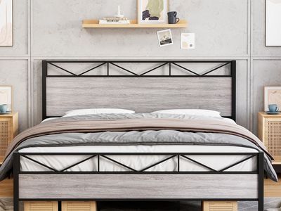 New in box Garvee Bed Frame King Size, with Rustic