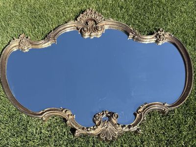 Large heavy vintage wood wall mirror