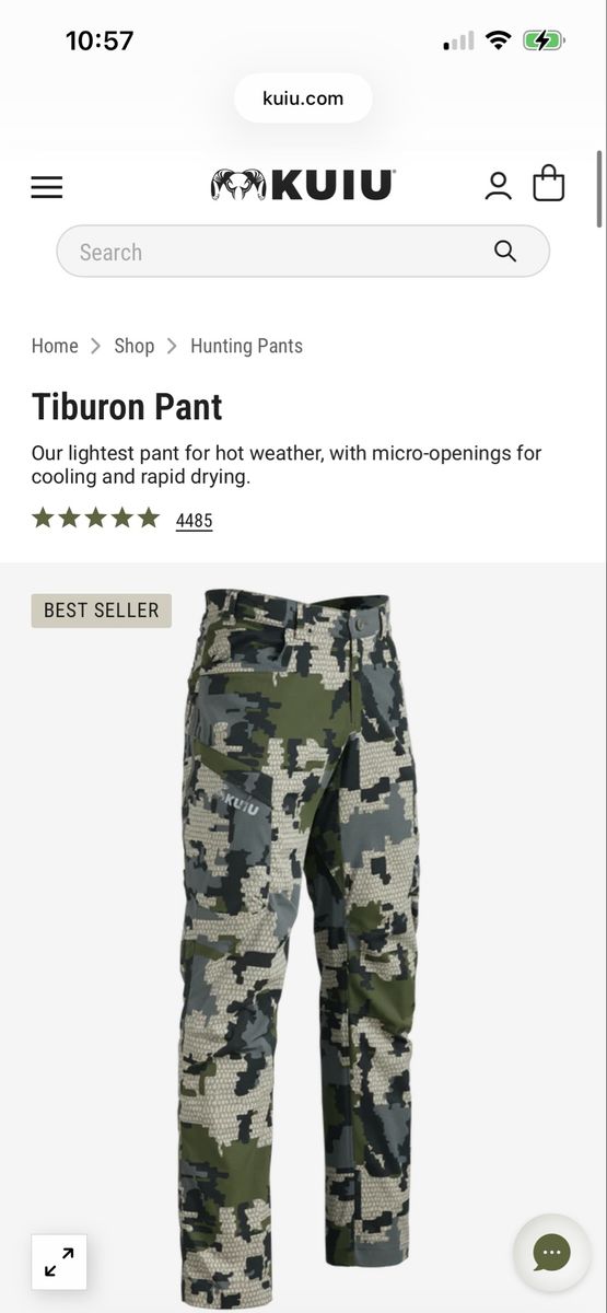 Kuiu Tiburon - verde 34S - NEW WITH TAGS
