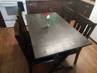 Dark Wood Dining Table and 4 Chairs