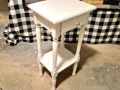 Shabby Chic White Side Table with Drawer and Shelf - Small Accent Furniture