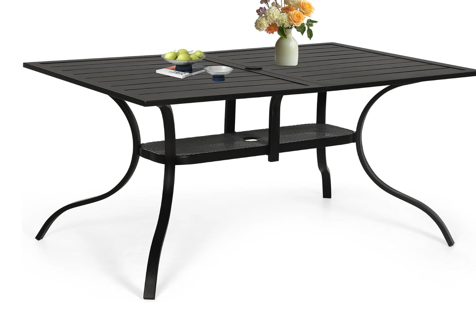 New in Box Patio Rectangular Dining Table 60" x 37" Outdoor Metal Steel Frame & Slat