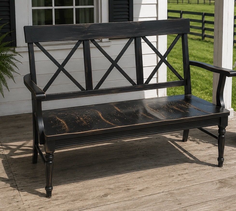 Beautiful Black Farm Style Bench