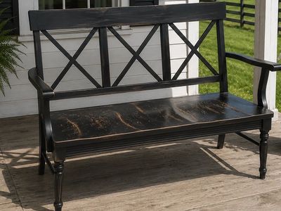 Beautiful Black Farm Style Bench