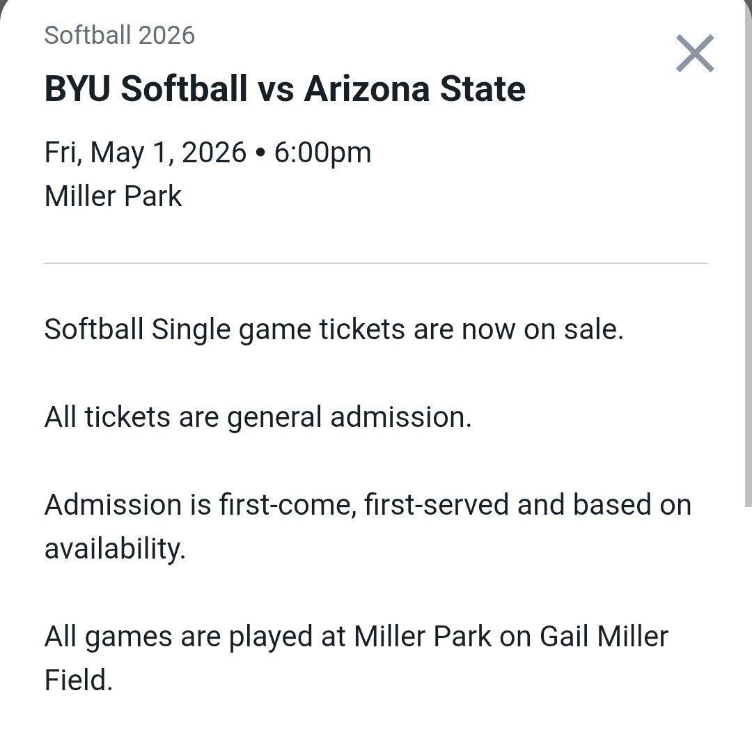 BYU softball tickets (practically free!)