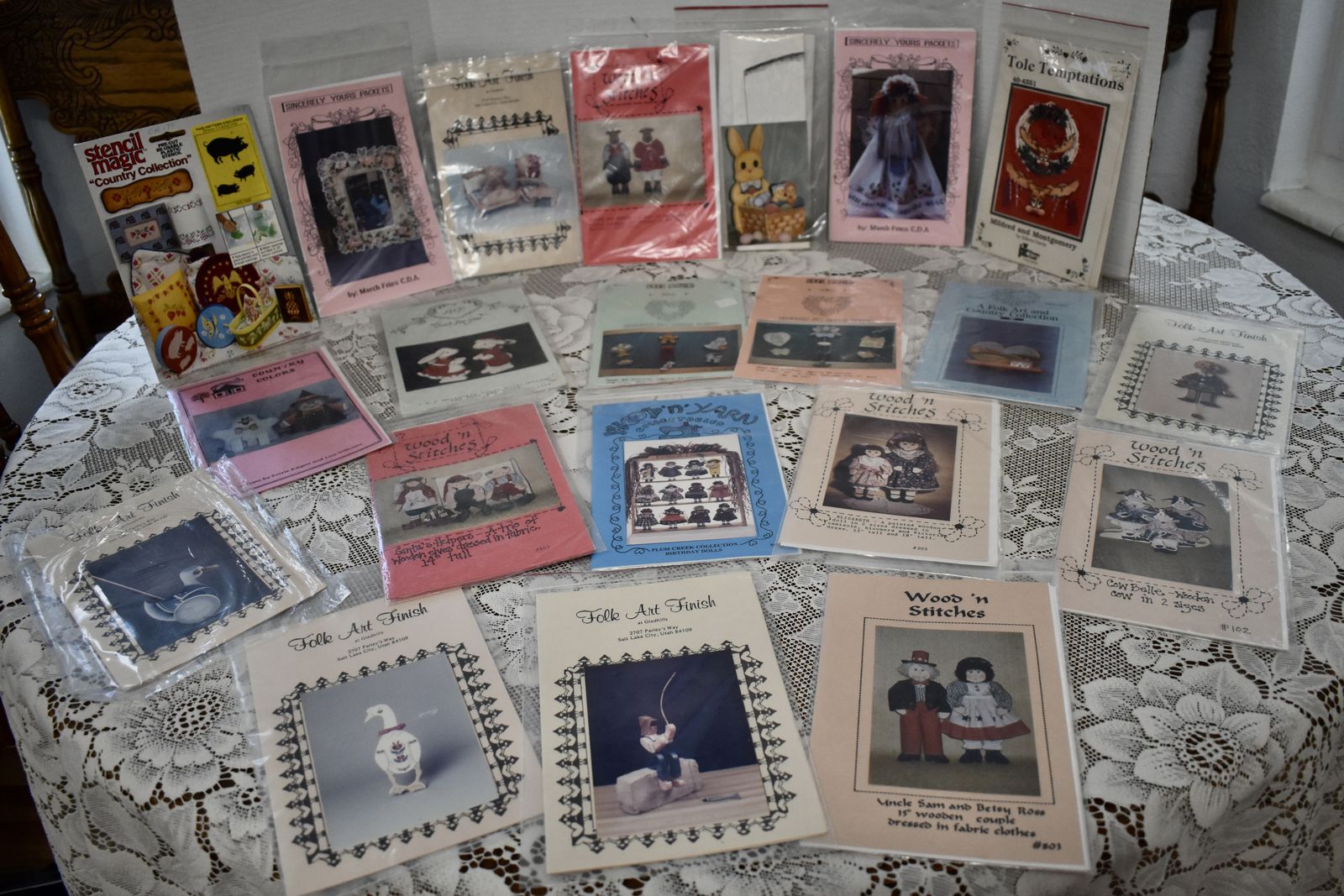 Several Fun Vintage Wood Craft Patterns For Making Or Crafting With Wood And Fabric Like Dolls, Elves, Toys, Wall Decor And More