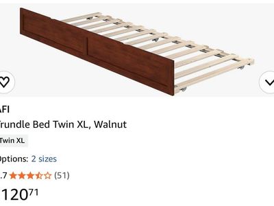 AFI Twin XL Wooden Trundle Bed Frame - Walnut Finish