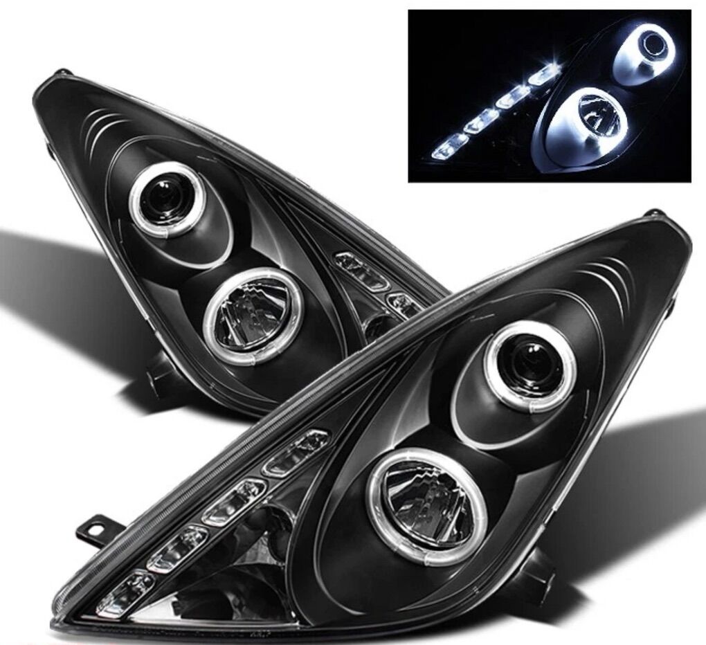 2 New Headlights For Celica 00-05 Black Bezel Halo