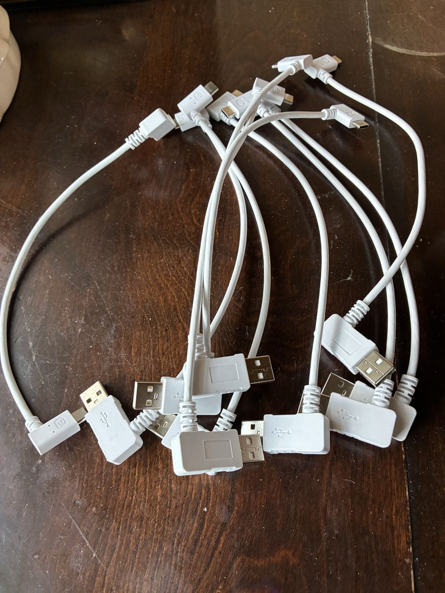 Lot of 2, USB to USB-C Right Angle Charging Cables - White, iPhone c