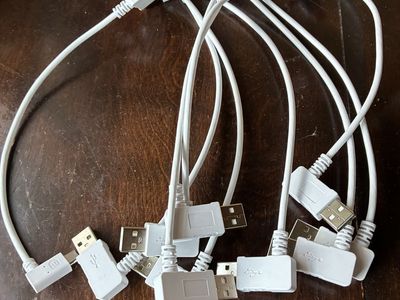 Lot of 2, USB to USB-C Right Angle Charging Cables - White, iPhone c