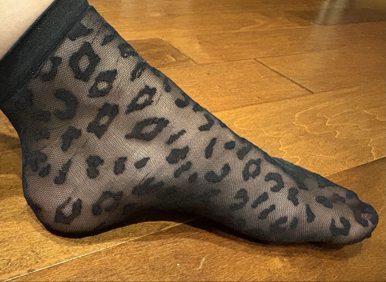 New Black Sheer Animal Print Ankle Socks - 3 available 