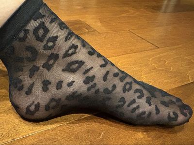 New Black Sheer Animal Print Ankle Socks - 3 available