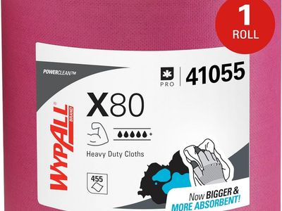 WypAll PowerClean X80 Cloths Heavy Duty Wipes (41055), Jumbo Roll