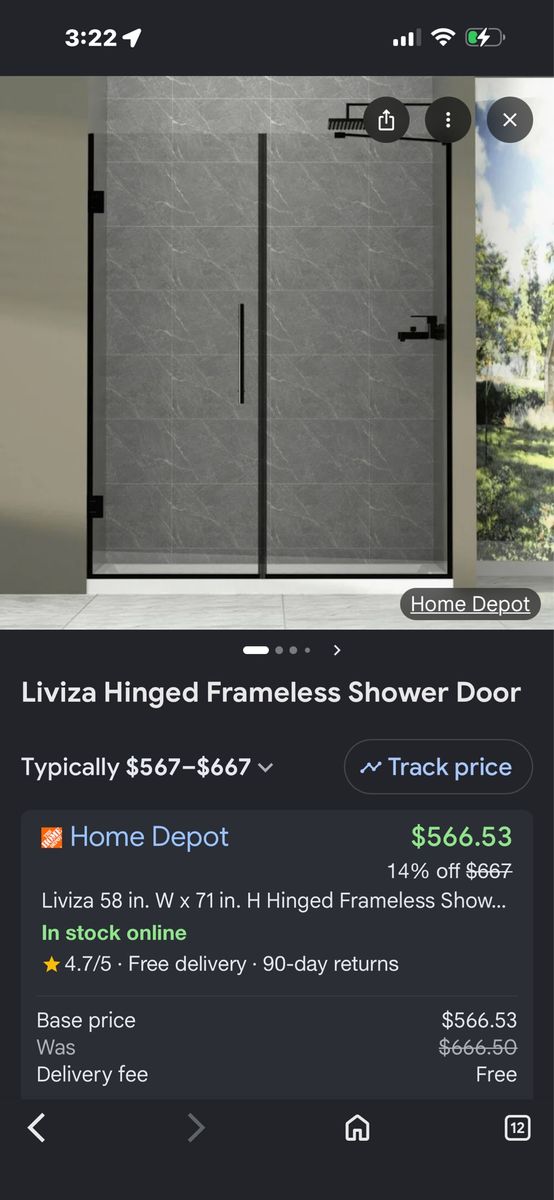 Liviza 58"W x 71"H Hinged Frameless Shower Door - Modern & Stylish Bathroom Upgrade