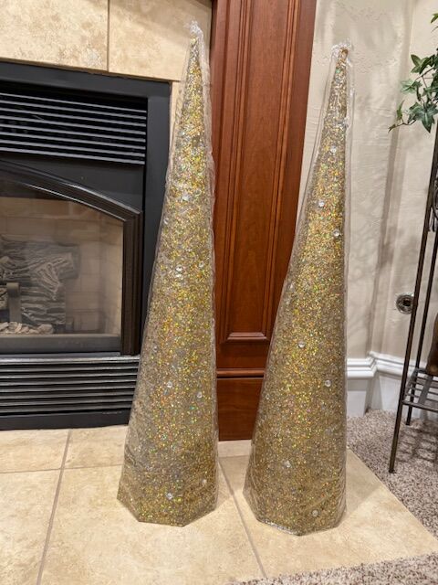 30 inch Tall Gold Sparkly Christmas Tree Decorations