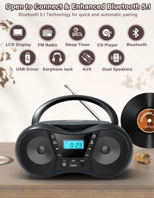 New in box CD Player + Bluetooth + AM FM Radio