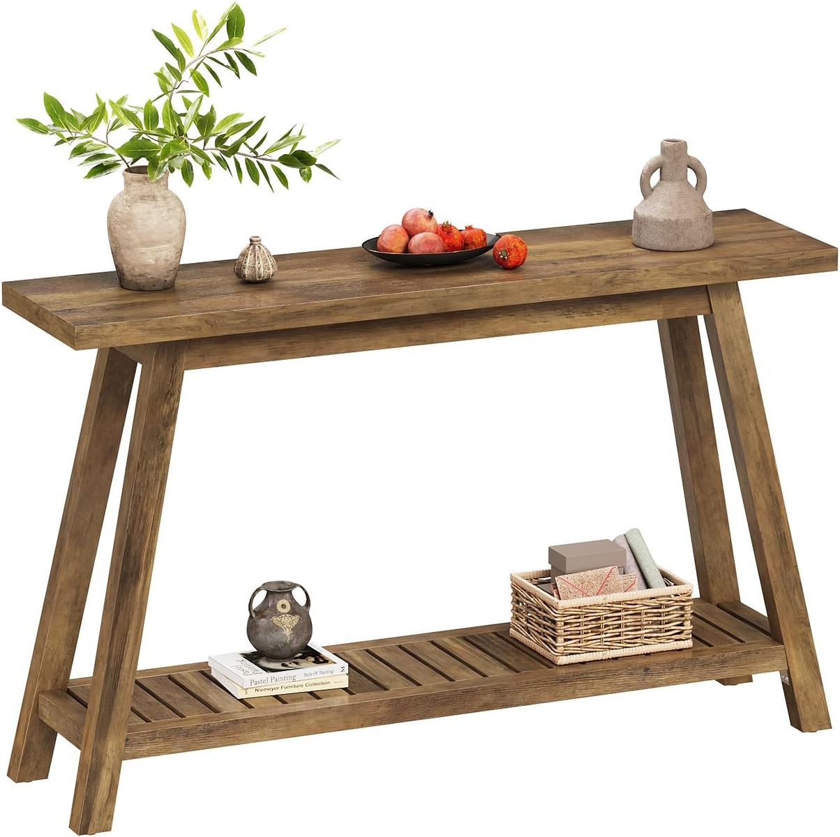 47.2" Farmhouse Entryway Table - 2-Tier - Open Storage