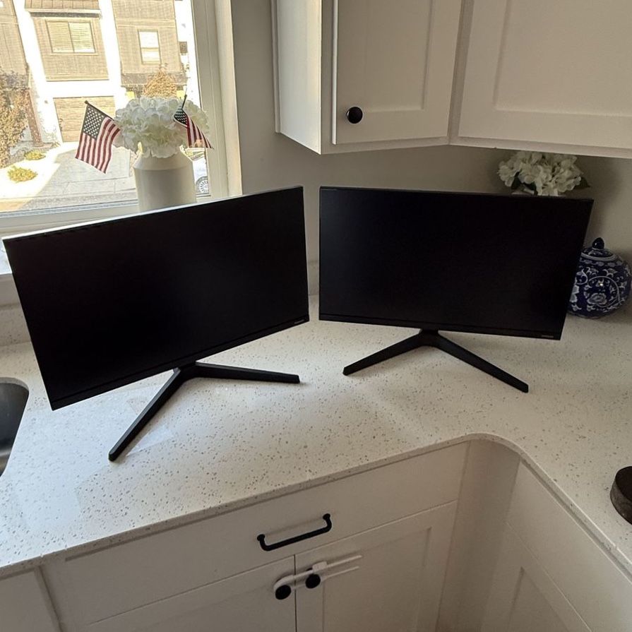 2 - 24.5 Inch Samsung Computer Monitors (keyboard, mouse, and 2 HDMI cables included)