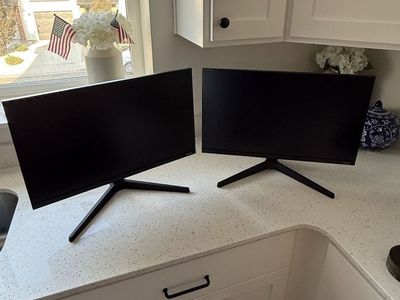 2 - 24.5 Inch Samsung Computer Monitors (keyboard, mouse, and 2 HDMI cables included)
