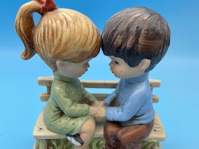 Very Nice Figurine of a Boy and Girl Starring Into Each Others Eyes