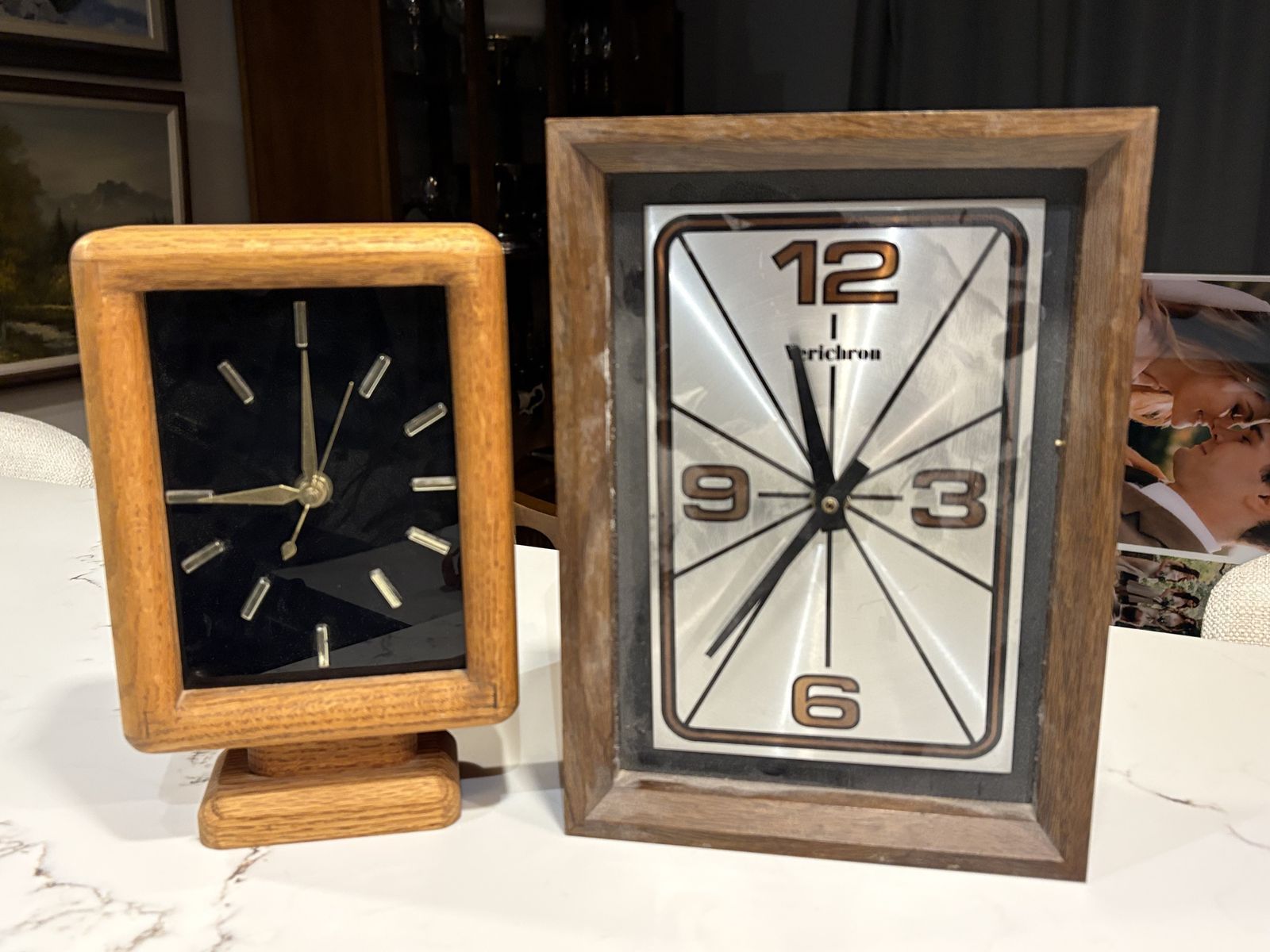 Vintage Mid Century Modern clocks. Battery operated MCM, Verichron