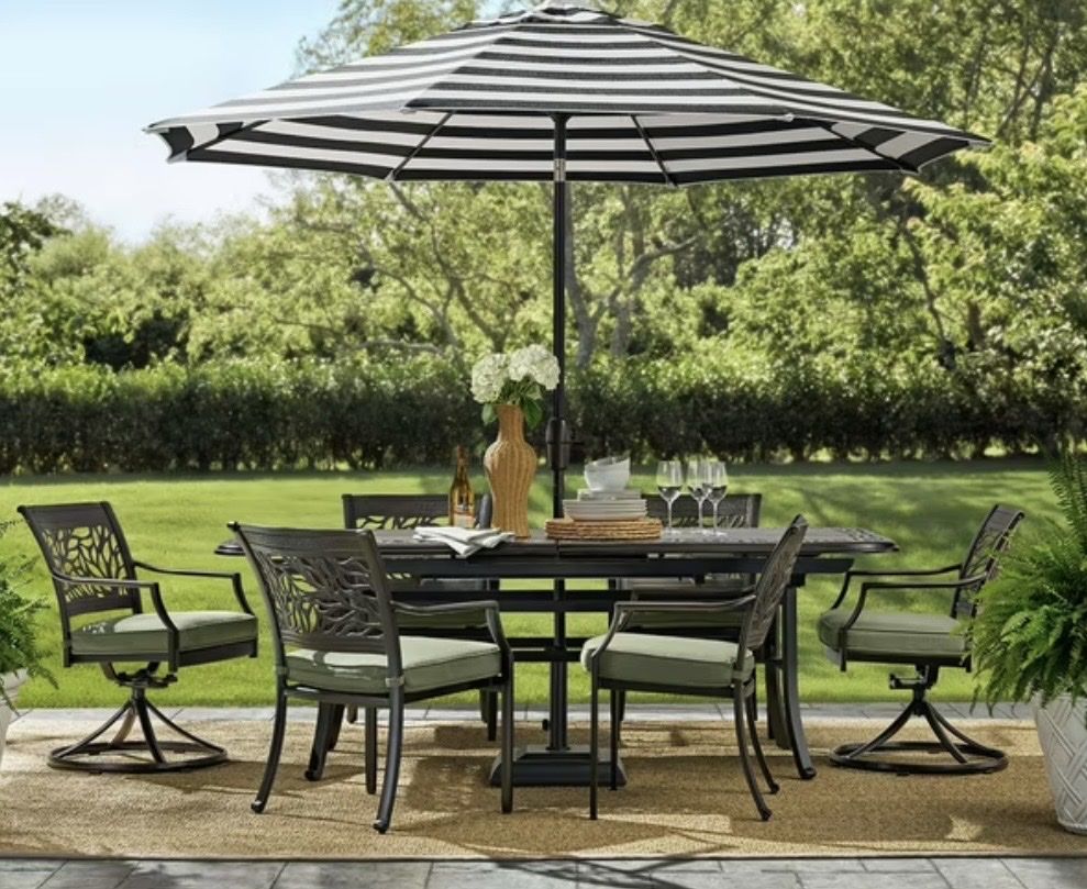 Savannah Expandable Dining Set with Sunbrella Fabric, 9pc