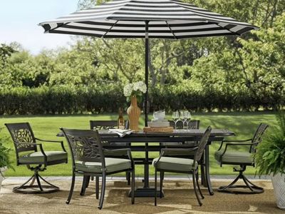 Savannah Expandable Dining Set with Sunbrella Fabric, 9pc