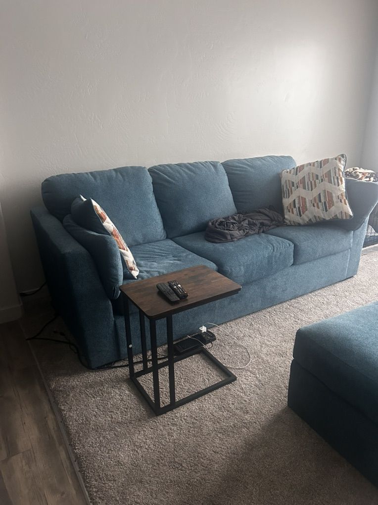 Queen Sleeper Couch Teal With Ottoman