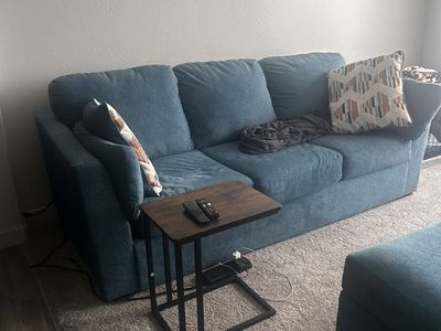 Queen Sleeper Couch Teal With Ottoman