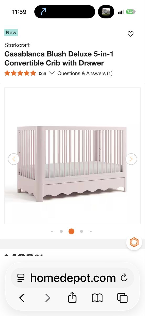 Storkcraft Casablanca 5 In 1 Crib With Drawer