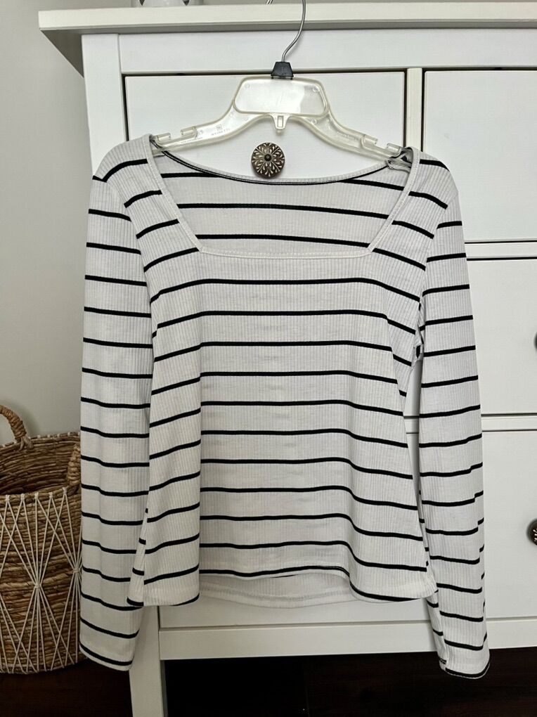 Long-Sleeve Square-Neck Top