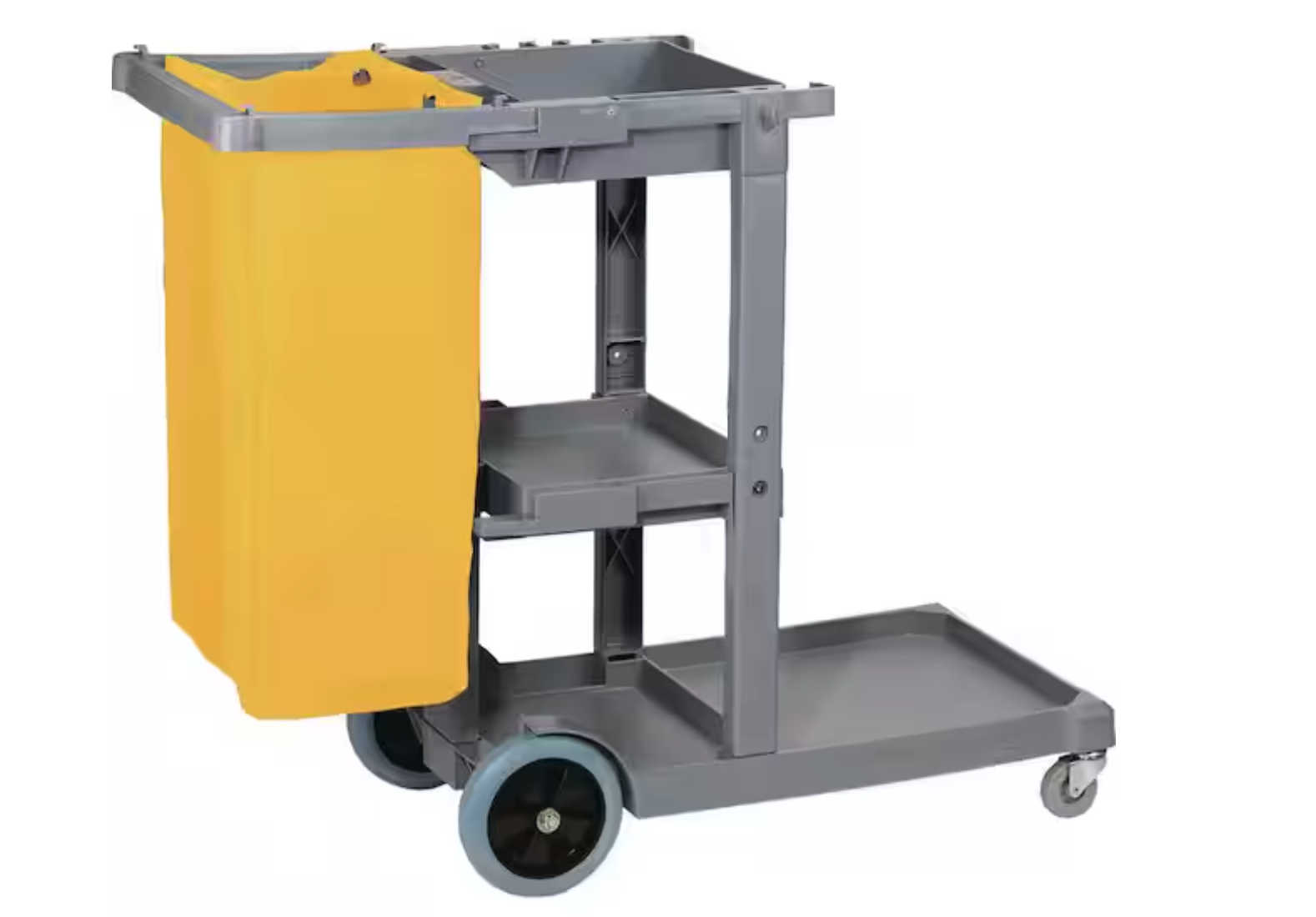 New 3-Shelf Gray Polyethylene Janitor Cart