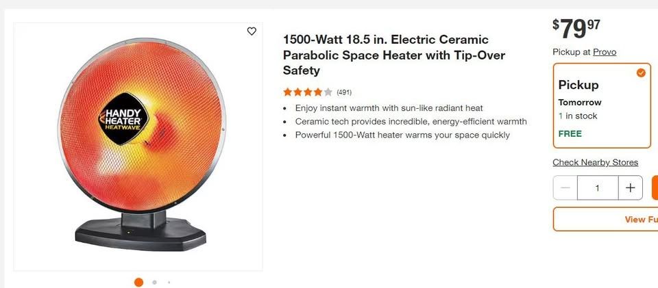 NEW - HANDY HEATER 1500W Ceramic