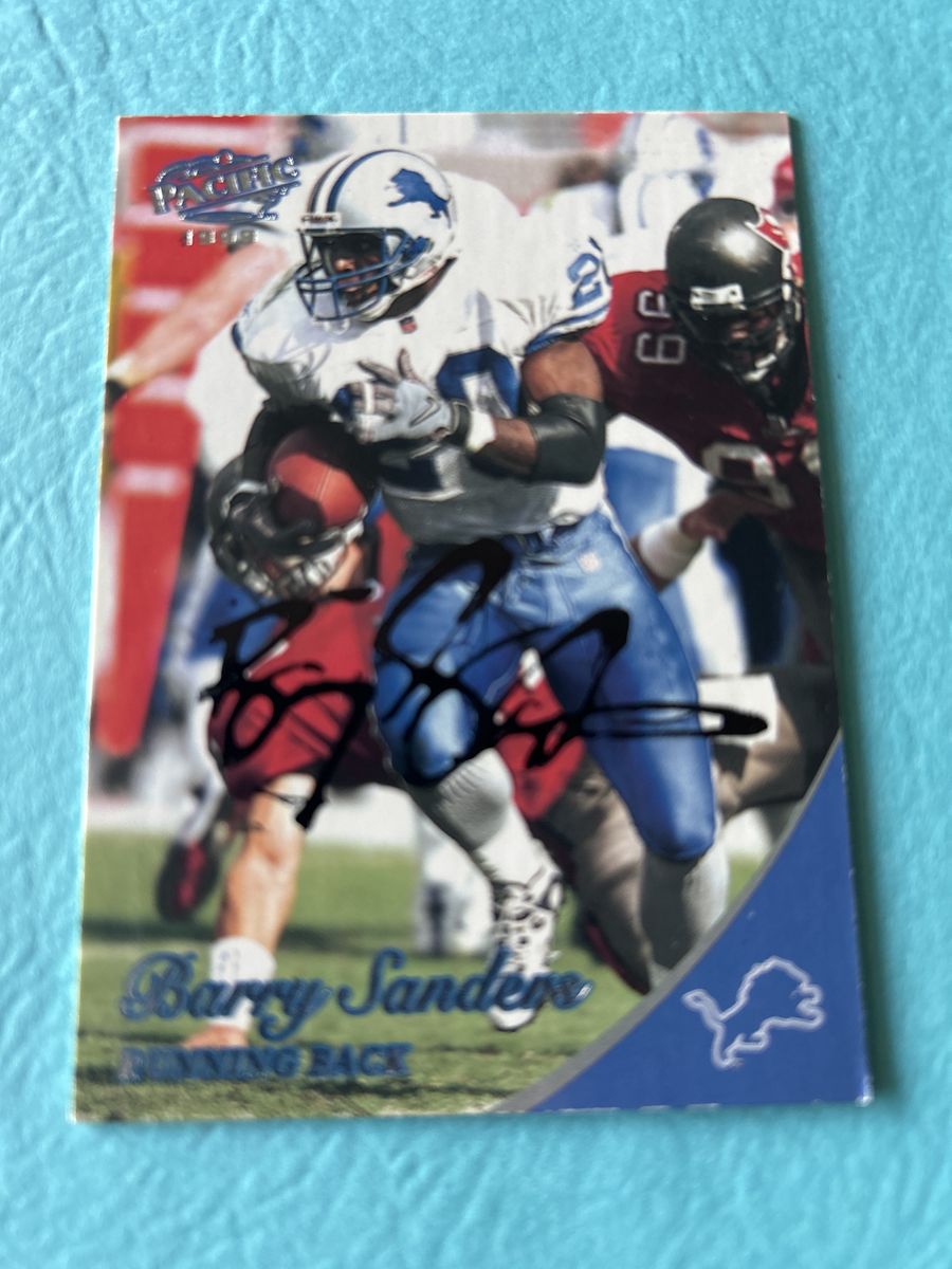 Barry Sanders Autograph Detroit Lions Hand Signed NFL Football Card